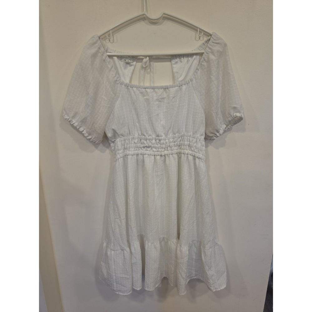 Fairycore Boho Milk Maid Mini Dress Short Puff Sleeve Cinched Waist Maurices M